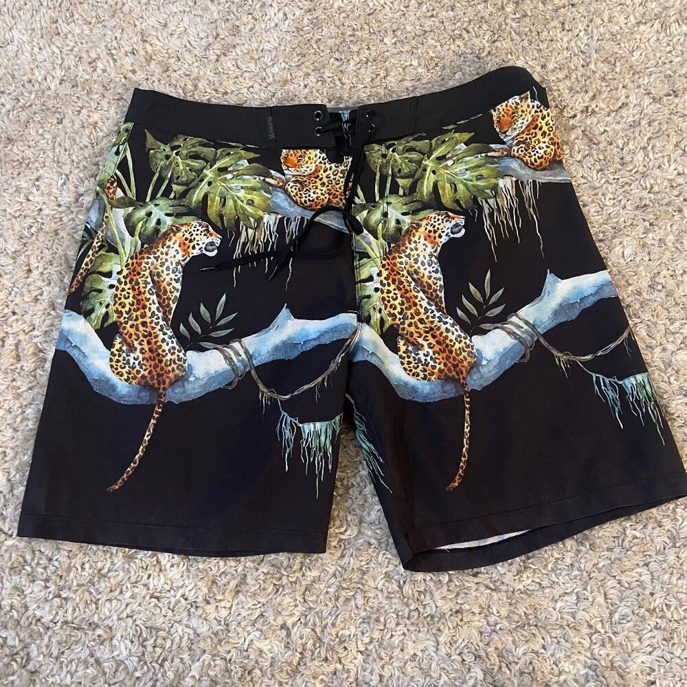 Hurley Phantom Jaguar Print Board Shorts Size 32 Surf Swim